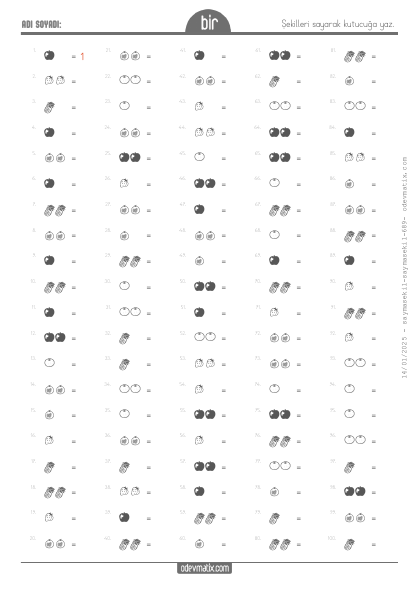 1.S�n�f 2�e Kadar �ekillerle Sayma(4) Etkinli�i