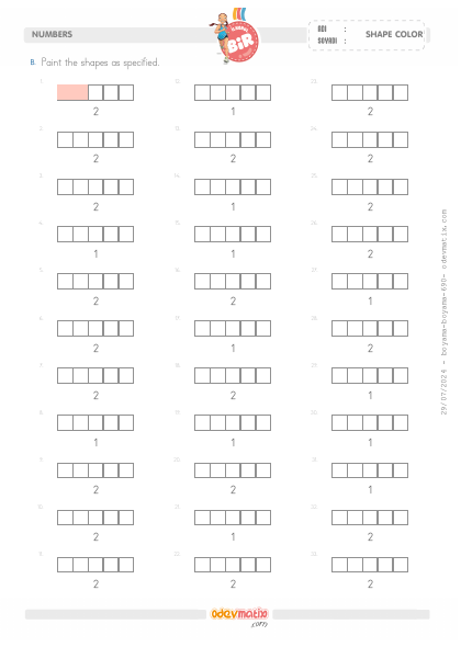 1.S�n�f Say� Kadar�n� Boyama (2�ye kadar)(3) Etkinli�i