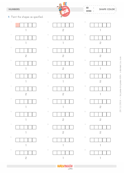 1.S�n�f Say� Kadar�n� Boyama (2�ye kadar)(4) Etkinli�i