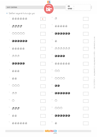1.S�n�f 6�ya Kadar �ekillerle Sayma(4) Etkinli�i