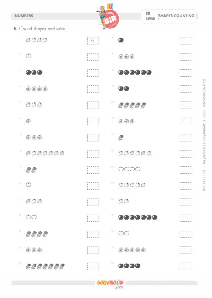 1.S�n�f 7�ye Kadar �ekillerle Sayma(3) Etkinli�i