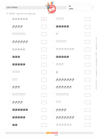 1.S�n�f 7�ye Kadar �ekillerle Sayma(5) Etkinli�i