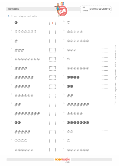 1.S�n�f 8�e Kadar �ekillerle Sayma(3) Etkinli�i