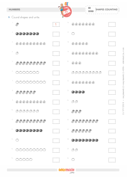 1.S�n�f 9�a Kadar �ekillerle Sayma(2) Etkinli�i