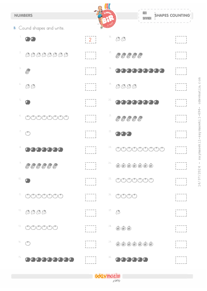 1.S�n�f 9�a Kadar �ekillerle Sayma(5) Etkinli�i