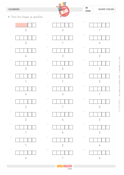 1.S�n�f Say� Kadar�n� Boyama (4�e kadar)(1) Etkinli�i