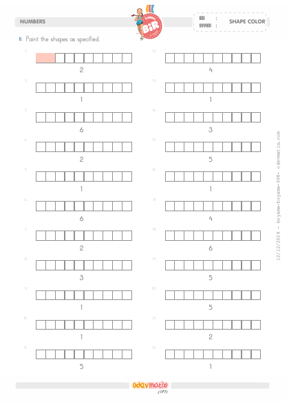 1.S�n�f Say� Kadar�n� Boyama (6�ya kadar)(1) Etkinli�i