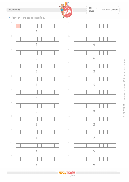 1.S�n�f Say� Kadar�n� Boyama (6�ya kadar)(2) Etkinli�i