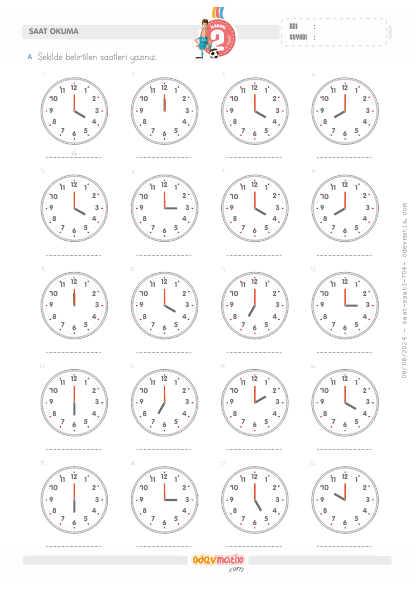 2.S�n�f Saat Okuma (Tam Saat Aral�kl�)(4) Etkinli�i