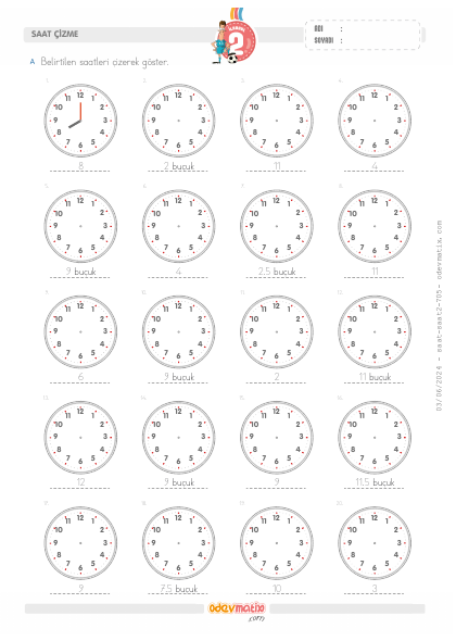 2.S�n�f Saat �izme (Yar�m Saat Aral�kl�)(1) Etkinli�i