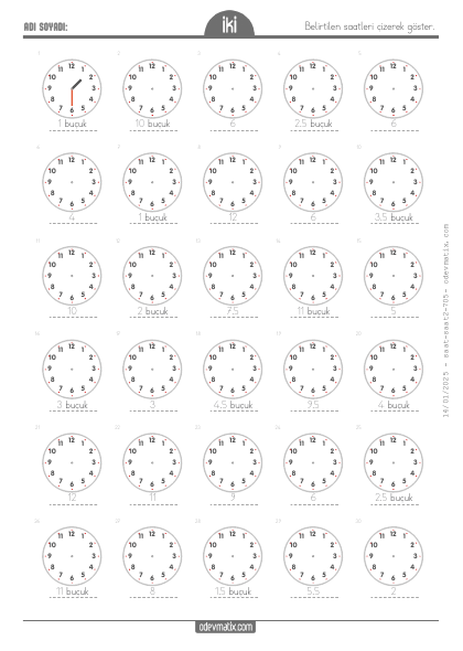 2.S�n�f Saat �izme (Yar�m Saat Aral�kl�)(3) Etkinli�i