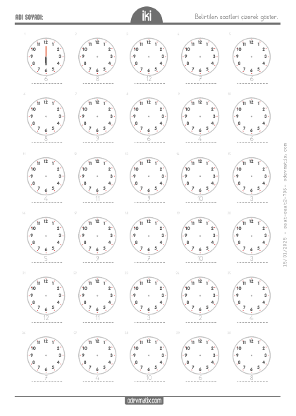 2.S�n�f Saat �izme (Tam Saat Aral�kl�)(5) Etkinli�i