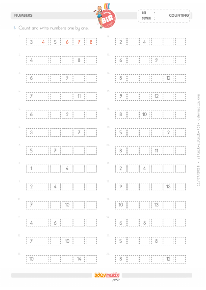 1.S�n�f 15�e Kadar Birer Zor Ritmik Sayma(2) Etkinli�i