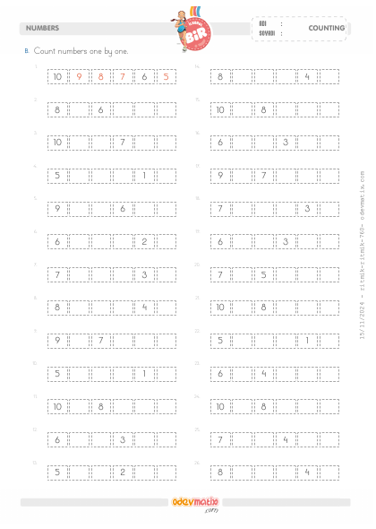 1.S�n�f 10�a Kadar Birer Geri Zor Ritmik Sayma(2) Etkinli�i