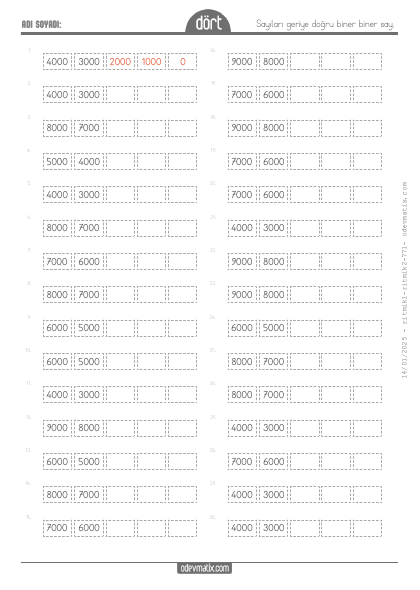4.S�n�f Biner Geri Kolay Ritmik Sayma(4) Etkinli�i