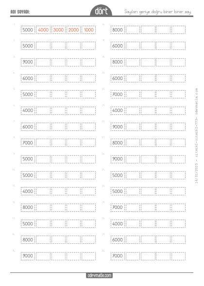 4.S�n�f Biner Geri Ritmik Sayma(5) Etkinli�i