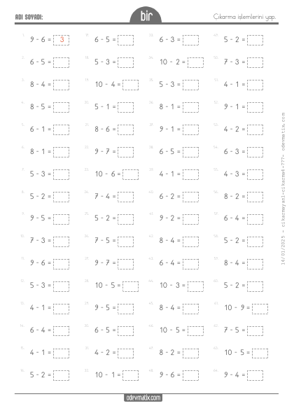 1.S�n�f 10�a Kadar Say�larla ��karma(2) Etkinli�i