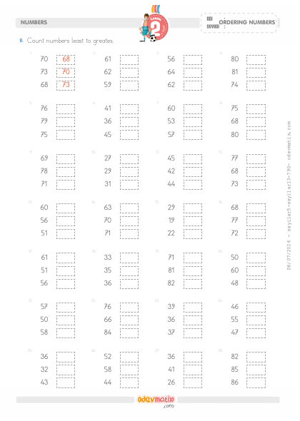 2.S�n�f 3 Say�l� K���kten B�y��e Say� S�ralama(1) Etkinli�i