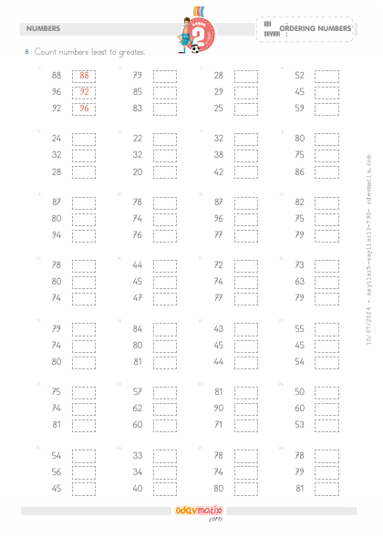 2.S�n�f 3 Say�l� K���kten B�y��e Say� S�ralama(4) Etkinli�i