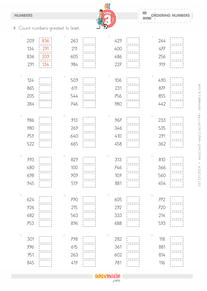 3.S�n�f 4 Say�l� B�y�kten K����e Kolay Say� S�ralama(4) Etkinli�i