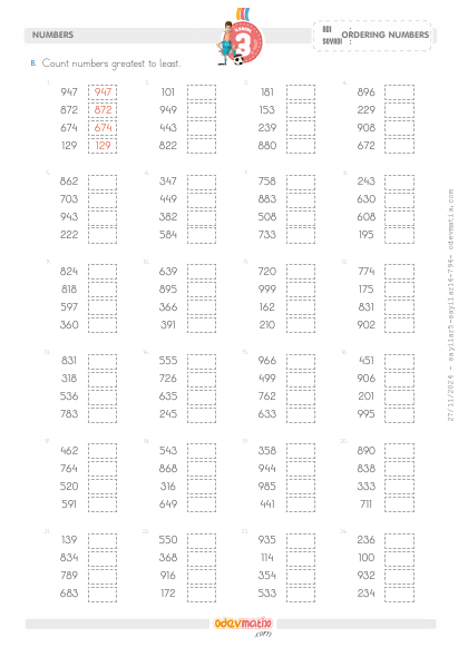 3.S�n�f 4 Say�l� B�y�kten K����e Kolay Say� S�ralama(5) Etkinli�i