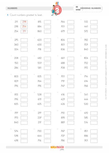 3.S�n�f 3 Say�l� B�y�kten K����e Say� S�ralama(5) Etkinli�i