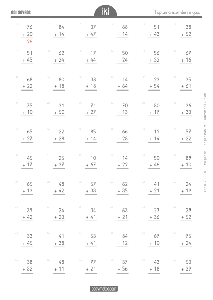 2.S�n�f Toplama ��lemi(1) Etkinli�i