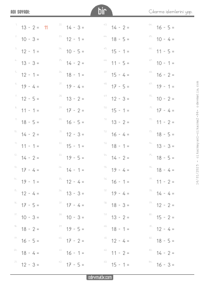 1.S�n�f ��karma ��lemi(2) Etkinli�i